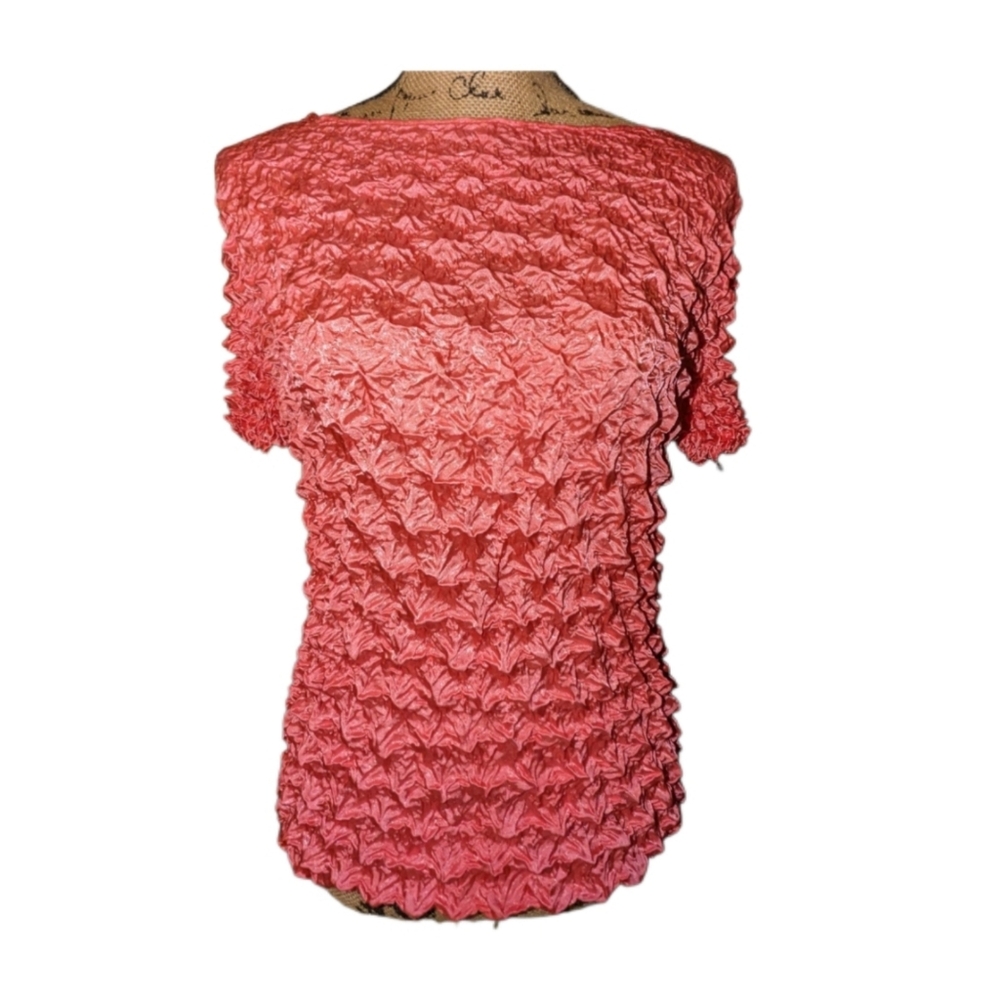 Magic Bubble Popcorn Crinkle Short Sleeve Top Shirt